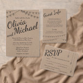 Rustic Wedding met String Lights op Kraft Paper Kaart (Personaliseer de collectie van deze zelfstandige maker.)