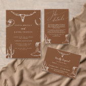 Minimalist Western Rustic Photo Black Wedding Kaart (Personaliseer de collectie van deze zelfstandige maker.)