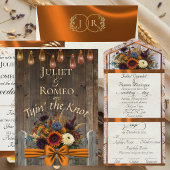 Wilde Bloemen, Lint & Monogram - Perzik Kaart