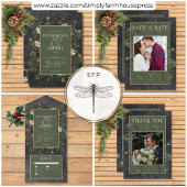 Rustieke winterbessen & dennenzwart bruiloft kaart