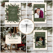 Rustieke winterbessen & dennenappel bruiloft kaart