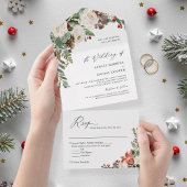 Sparen het Manuscript Rustic Winter Floral Berries Briefkaart
