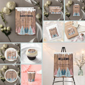 Rustic Winter Forest Pine Trees Baby shower Kaart