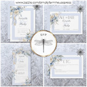 Rustieke winter ijzig blauw & wit bloemen geen din all in one uitnodiging