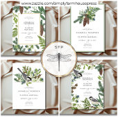 Rustieke Winter Bird & Pine Lijst Wedding Kaart