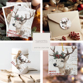 Rustiek kerstwinterrendier papieren bordje