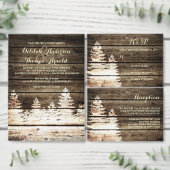 Rustieke schuur hout pijnbomen winter bruiloft ser servet (Personaliseer de collectie van deze zelfstandige maker.)