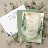 Blauwe Winter Pine Tree Forest Wedding Dank u Ronde Sticker (Personaliseer deze collectie van deze onafhankelijke maker. Test)
