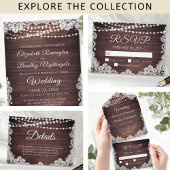 Budget Weddenschap Rustic Wood Lights Uitnodiging