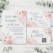 Rustic Pink Floral Spring Wedding Thank You Card Bedankkaart (Personaliseer de collectie van deze zelfstandige maker.)