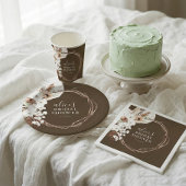 Fall Rustic White Floral Script Bridal Shower Papieren Bordje