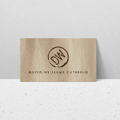 Rustiek hout-gebrande gestempeld monogram op Kraft Visitekaartje
