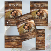 Rustieke houten koppels Foto Land Trouwdiner Servet