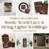 Wood String Lights Lace Wedding Rehearsal Dinner Briefkaart