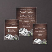 rustiek hout berg bos foto bruiloft drieluik uitnodiging (Personaliseer de collectie van deze zelfstandige maker.)