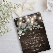 Rustic Wood Licht Elegant Boho Greenery Reception Informatiekaartje