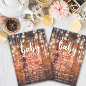 Baby shower Rustic Wood String Lights Papieren Bordje