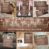 Rustic Wood String Lights Weddenschap Kaart