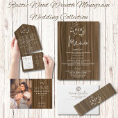 Rustige houten monogram Leaf Wedding Guest Book Notitieboek