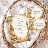 Rustieke Bosbeer Camping Baby Shower Kaart