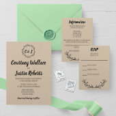 Rustieke krans bruiloft RSVP kaartje