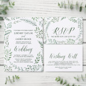 Aankondiging Groene Rustic Wreath Elopement (Personaliseer de collectie van deze zelfstandige maker.)