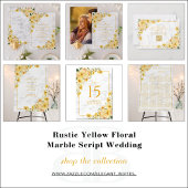 Rustic Yellow Floral Marble QR Code Wedding RSVP