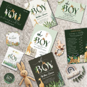 Safari Dier Oerwoud Groene jongen Baby shower Bedankkaart