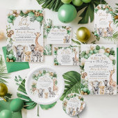 Oh Baby Safari Animal Oerwoud Green Baby shower Informatiekaartje