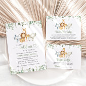 Safaridieren, Oerwoud, wilde dieren, Baby shower Kaart