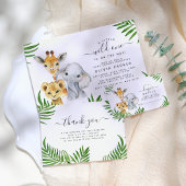 Safari Dieren Wild One Triplets Baby shower Kaart