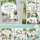 Wild One Oerwoud Animals Safari 1e verjaardagsfees Kaart