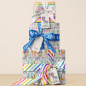 Kleurrijke Happy Birthday Text Confetti op zwart Satijnen Lint