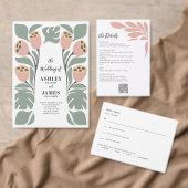 Sage and Blush Stylized Abstract Floral Wedding Kaart (Personaliseer de collectie van deze zelfstandige maker.)
