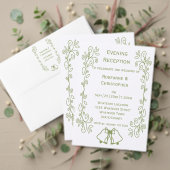 Sage Bells Scrollwork Ontwerp Wedding Kaart (Personaliseer deze collectie van deze onafhankelijke maker. Test)