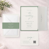 Minimal Sage Green Wedding Thank You Card Kaart