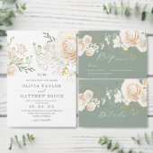 Trendy Sage & Floral Wedding Kaart (Personaliseer de collectie van deze zelfstandige maker.)