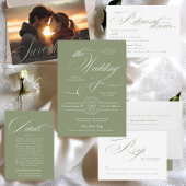 Formele Elegante Wijze Groene Bruiloft | Details T Kaart