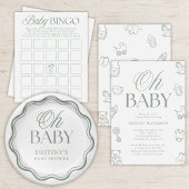 Minimal Sage Green Baby Shower Diaper Raffle Informatiekaartje