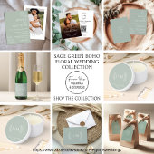 Boho Floral Sage Groene Kalligrafie Kaart