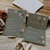 Sage Groene Boho Bloemen Huwelijksprogramma Hand F Handwaaier