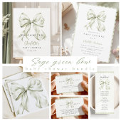 Sage Green Bow Baby shower Uitnodiging