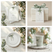 Sage Green Bow Baby Shower Registry Card Visitekaartje