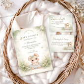 Sage Green Bunny Floral Diapper Raffle Informatiekaartje