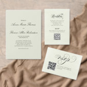 Sage Green Botanical Modern Script Wedding Kaart (Personaliseer de collectie van deze zelfstandige maker.)