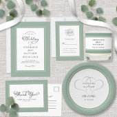 Elegant Wedding Mr & Mrs Rustic Sage Green Hearts Papieren Bordje