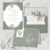 Sage Green Eucalyptus Champagne Weddenschap Borden Papieren Bordje