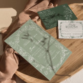 Salie Groene Bloem Boho Botanische QR Code Trouwen Kaart