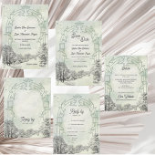 Sage Green Arch Monogram Initials Wedding Envelope Vierkante Sticker