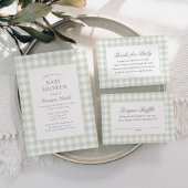 Sage Gingham Baby shower Kaarten en geschenken tek Poster